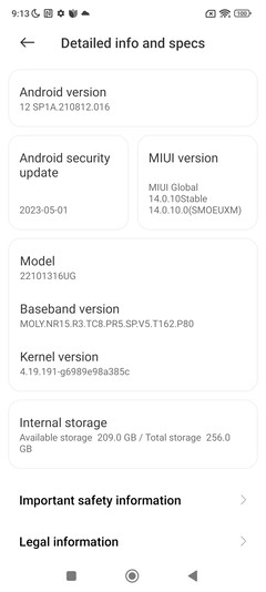 Software of the Xiaomi Redmi Note 12 Pro  5G